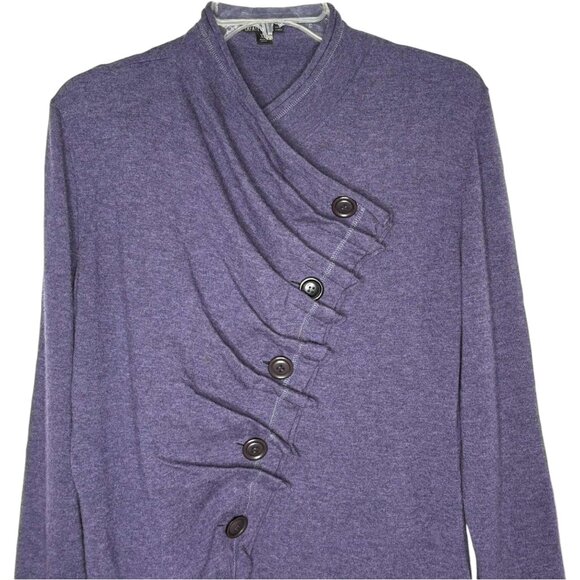 Lafayette 148 Extrafine Wool Pleated Front Buttoned Cardigan - Purple - XL - Picture 1 of 8